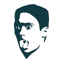 Portrait of surprised man with open mouth. Half turn view