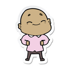 sticker of a cartoon happy bald man