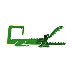 quirky retro illustration style cartoon crocodile