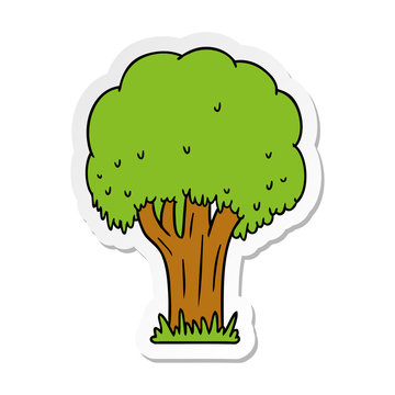 sticker cartoon doodle of a summer tree