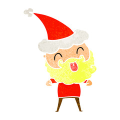 man with beard sticking out tongue wearing santa hat