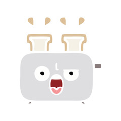 flat color retro cartoon of a toaster