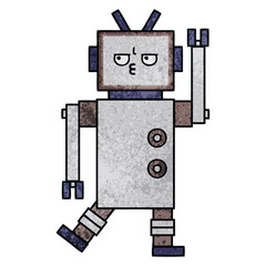 retro grunge texture cartoon robot