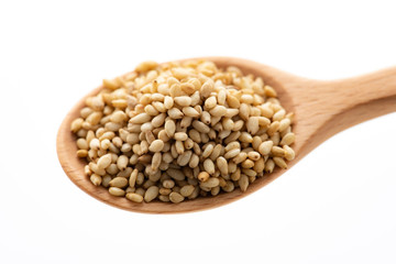 胡麻をスプーンですくう