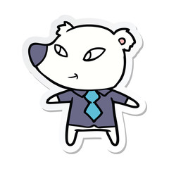 sticker of a polar bear in shirt and tie cartoon