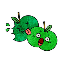 retro grunge texture cartoon apples