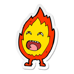 sticker of a cartoon flame character