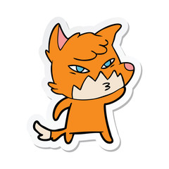 sticker of a clever cartoon fox