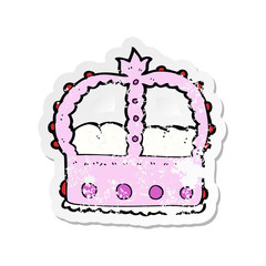 retro distressed sticker of a cartoon pink crown