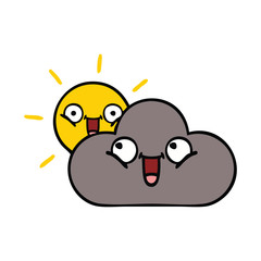 cute cartoon storm cloud and sun