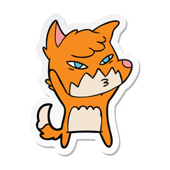 sticker of a clever cartoon fox