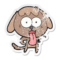distressed sticker of a cute cartoon dog