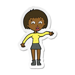 sticker of a cartoon surprised woman