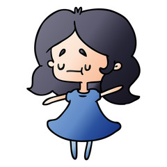 gradient cartoon of a cute kawaii girl