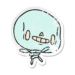 distressed sticker cartoon kawaii cute dead skeleton