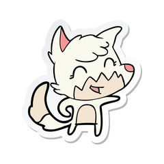 sticker of a happy cartoon fox