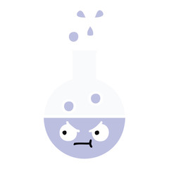 flat color retro cartoon test tube