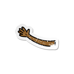 retro distressed sticker of a cartoon arm