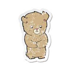 retro distressed sticker of a cute cartoon teddy bear
