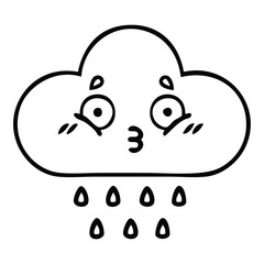 line drawing cartoon storm rain cloud