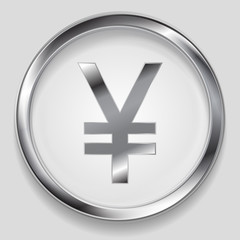 Obraz premium Concept metallic yuan symbol logo button