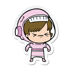 sticker of a cartoon astronaut woman