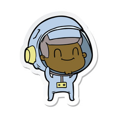 sticker of a happy cartoon astronaut man