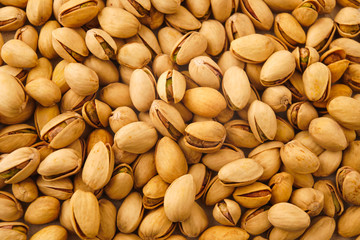 Pistachio background from the above, close up