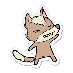 sticker of a angry wolf cartoon