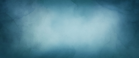 Blue background with watercolor texture with abstract marbled border design, elegant blue green paper or wallpaper