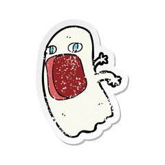 retro distressed sticker of a funny cartoon ghost