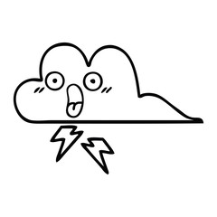 line drawing cartoon thunder cloud