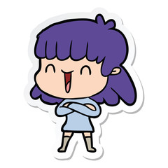 Obraz premium sticker of a cartoon woman laughing