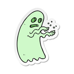 sticker of a cartoon ghost