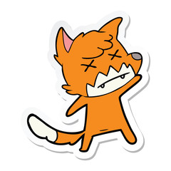 sticker of a cartoon cross eyed fox