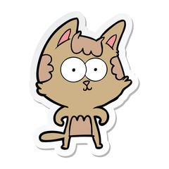 sticker of a happy cartoon cat