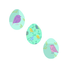 Set of Easter eggs with different texture. Spring holiday. Vector Illustration.