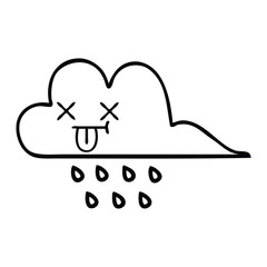 line drawing cartoon storm rain cloud