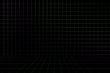 Abstract multicolored background, with lines and squares on the wall in perspective.