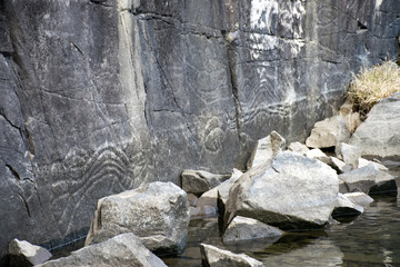 petroglyphs at sprout lake, British Columbia,  Canada