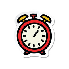 sticker of a cute cartoon alarm clock