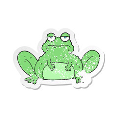 retro distressed sticker of a cartoon frog