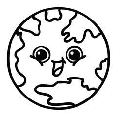 line drawing cartoon planet earth