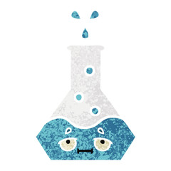 retro illustration style cartoon science beaker