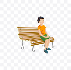 boy sits on a bench illustration