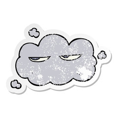 distressed sticker of a cute cartoon cloud