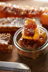 Honeycomb block in glass container 
