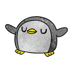 textured cartoon kawaii of a cute penguin