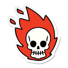 sticker of a quirky hand drawn cartoon skull