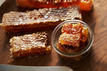 Honeycomb block in glass container 